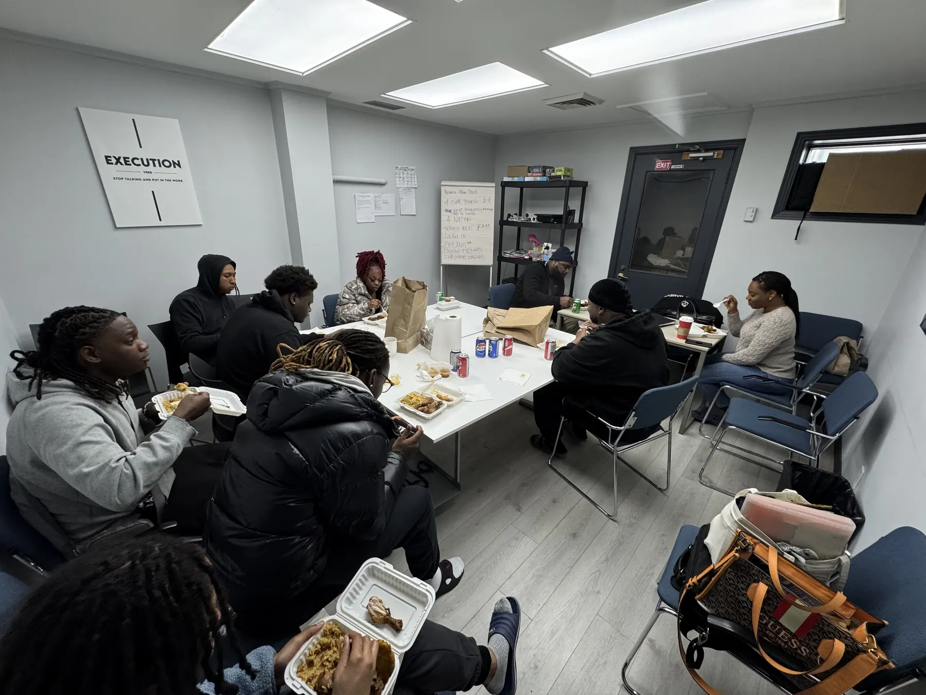 Studio 4 MTL participants share lunch at C.A.U.S.E.