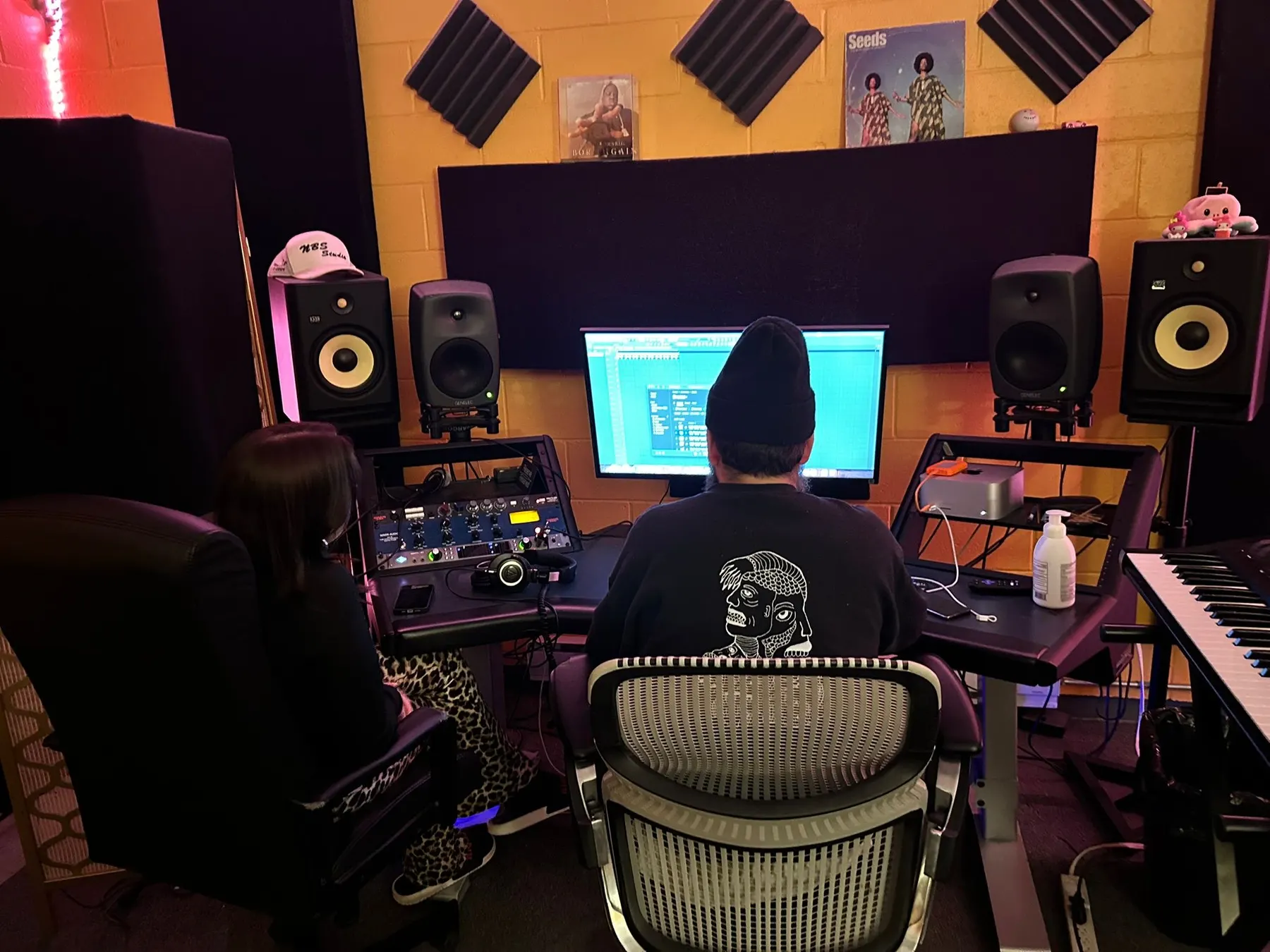 A Studio 4 MTL participant working inside the Chalet Kent recording studio